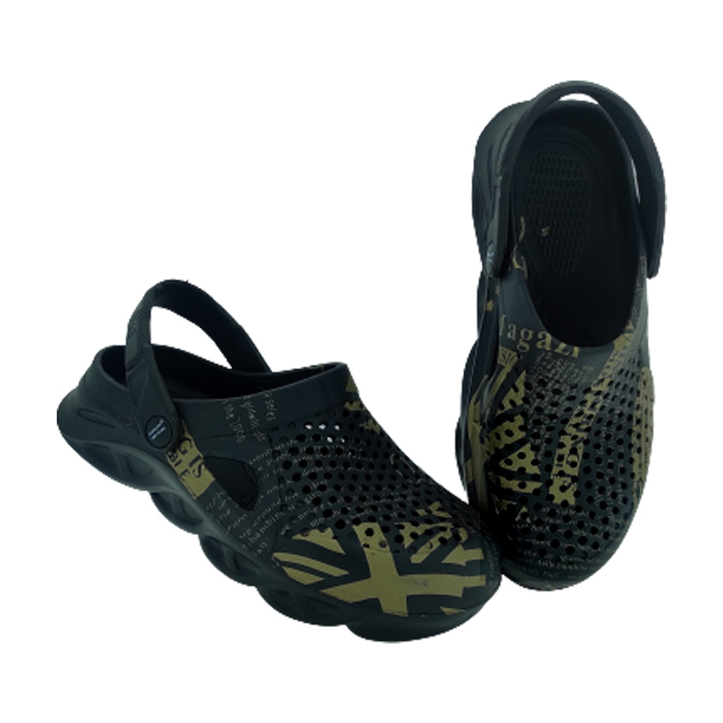 CROCS STYLE MEN'S SANDAL  BLACK/GOLD