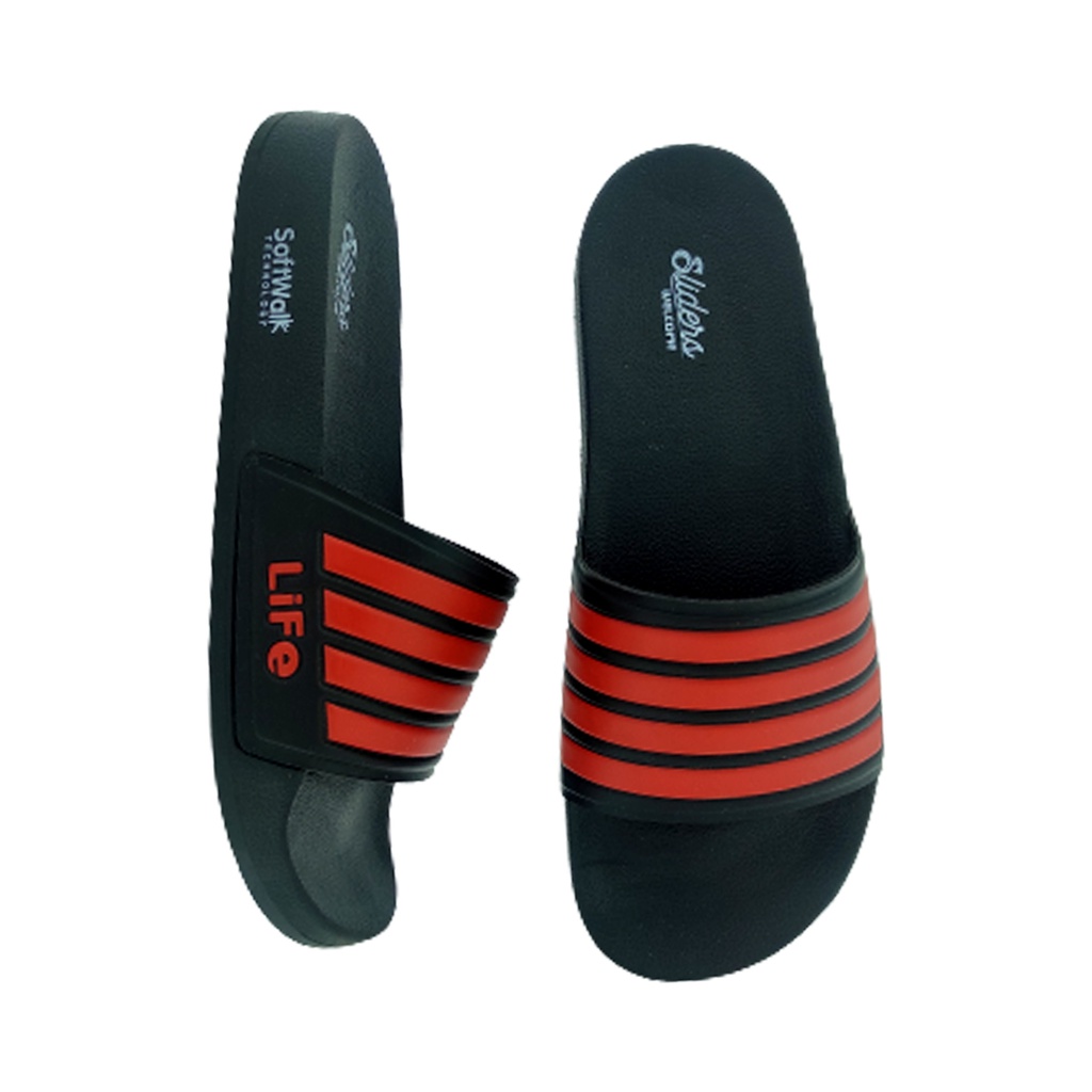 SLIDERS BOOST BLACK/RED MEN'S FLIP FLOP SLIPPER