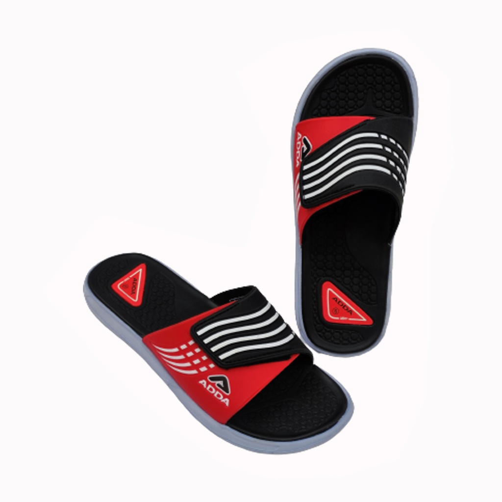 ADDA MEN'S EXTRA COMFORT SLIPPERS BLACK/RED