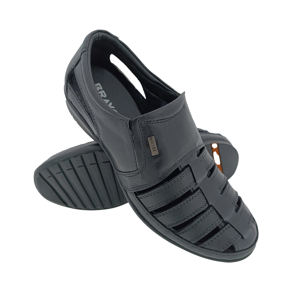 BRAVO 3B-X BLACK MEN'S LETHER PACK SANDAL