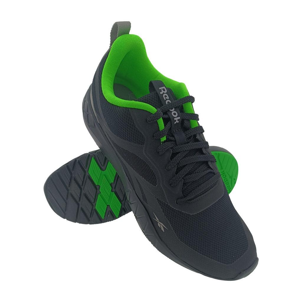 REEBOK GB1870 BLACK/GREEN MENS LACE UP SPORTS SHOE