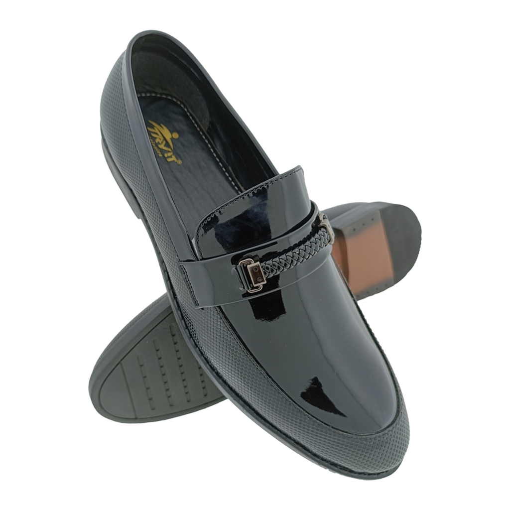 TRYIT PATENT BLACK MEN'S POINT LOAFER SHOE