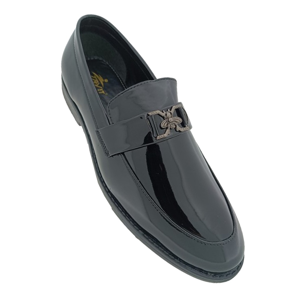 TRYIT PATENT BLACK MEN'S POINT LOAFER SHOE