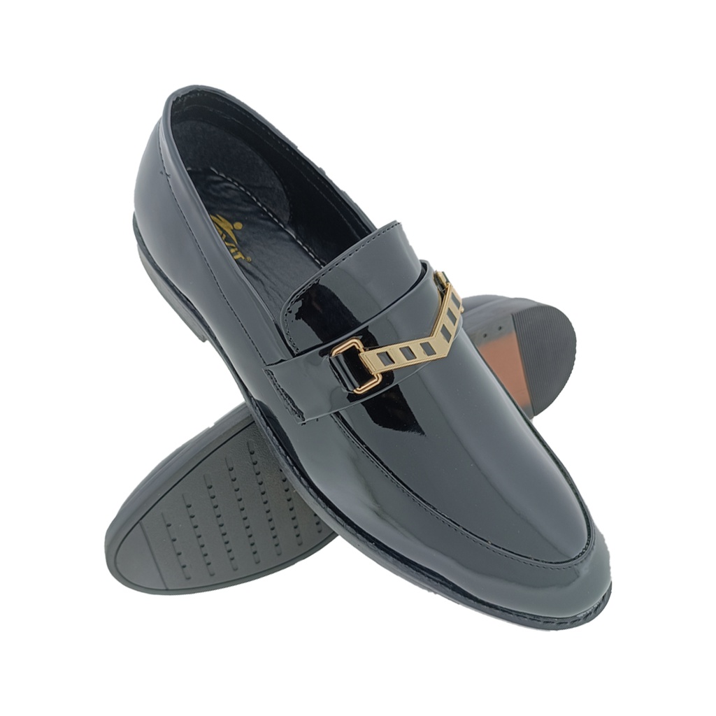 TRYIT PATENT BLACK MEN'S POINT LOAFER SHOE