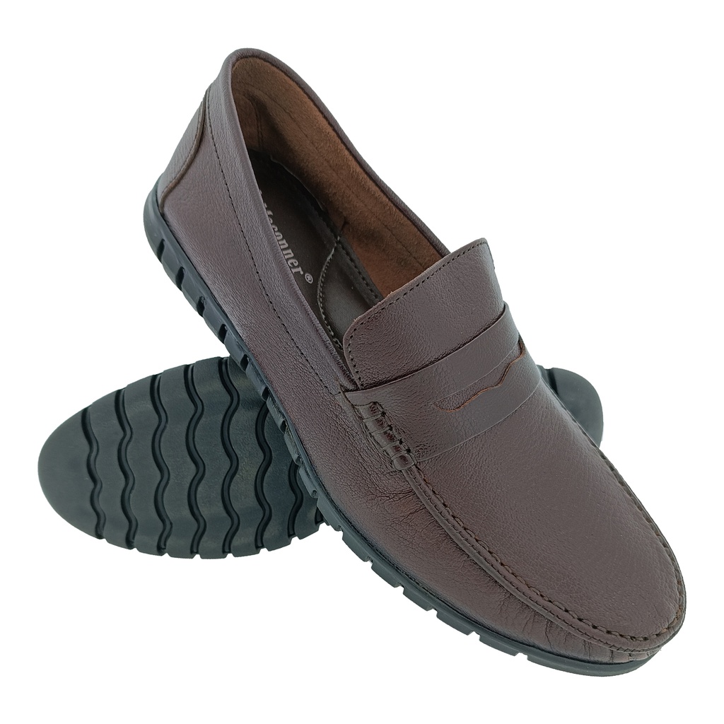 MACONNER TZ-02 BROWN BROWN MEN'S LEATHER LOAFER SHOE