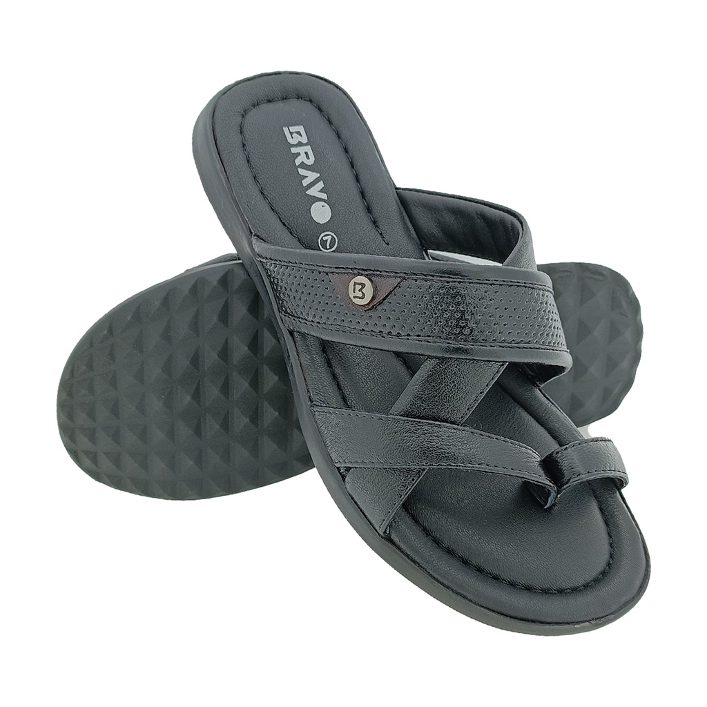 BRAVO BAMBI-01 BLACK MENS CHAPPAL