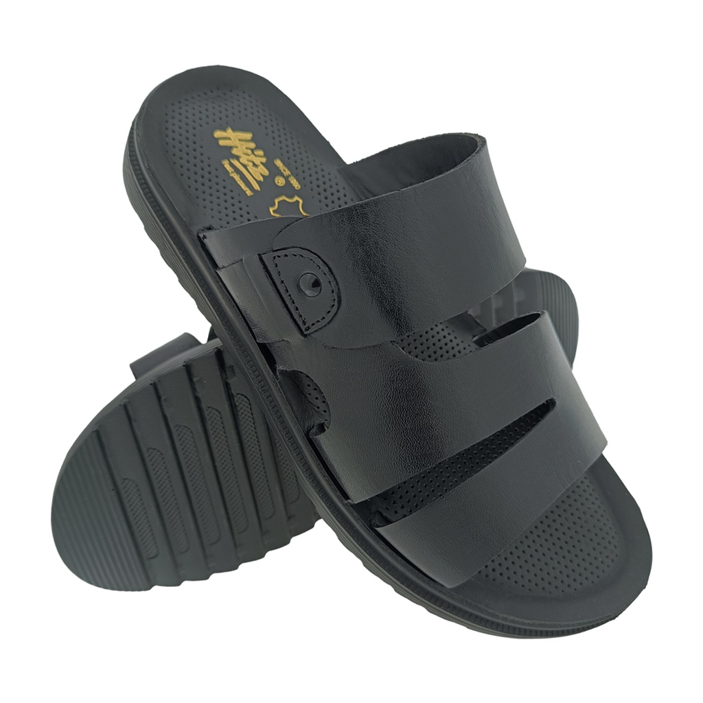 HITZ 9353 BLACK MENS LEATHER CHAPPAL