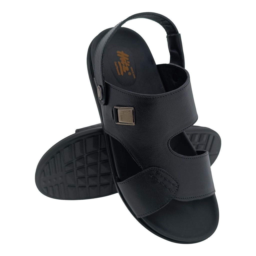 HITZ 6775 BLACK MENS LEATHER SANDAL