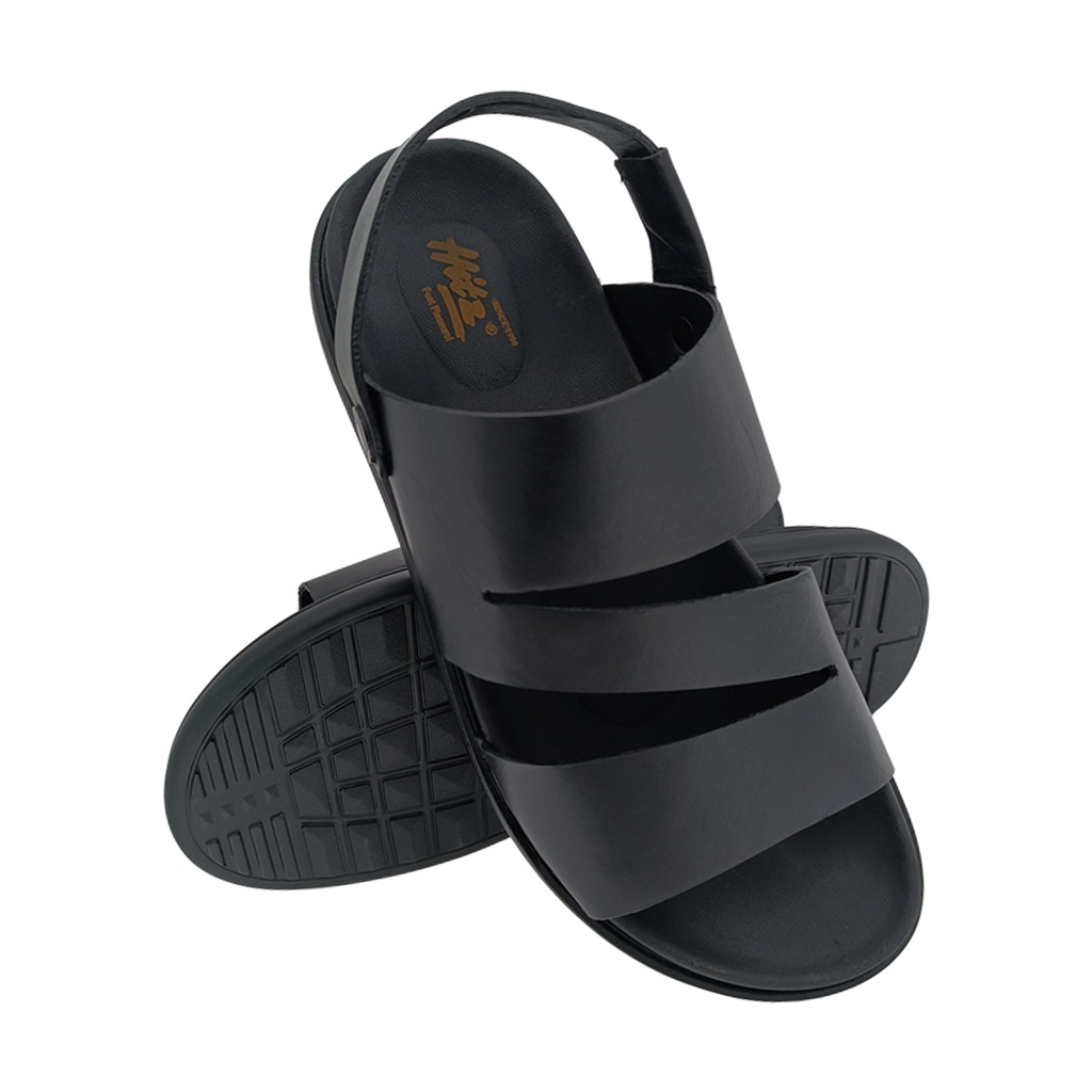 HITZ 6753 BLACK MENS LEATHER SANDAL