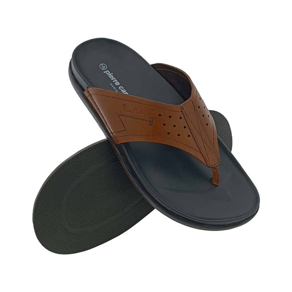 PIERRE CARDIN PC1055 TAN/BLACK MENS V-BELT CHAPPAL