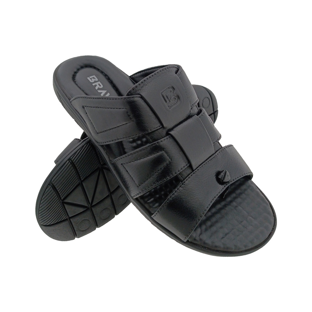 BRAVO OP-08 BLACK MENS LEATHER CHAPPAL