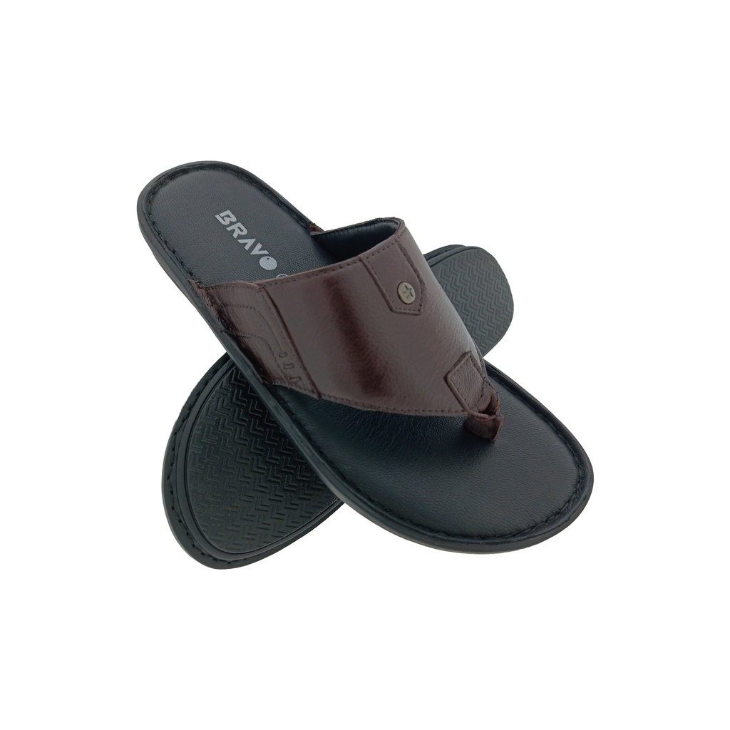 BRAVO MD-05 BROWN MENS LEATHER V-BELT CHAPPAL