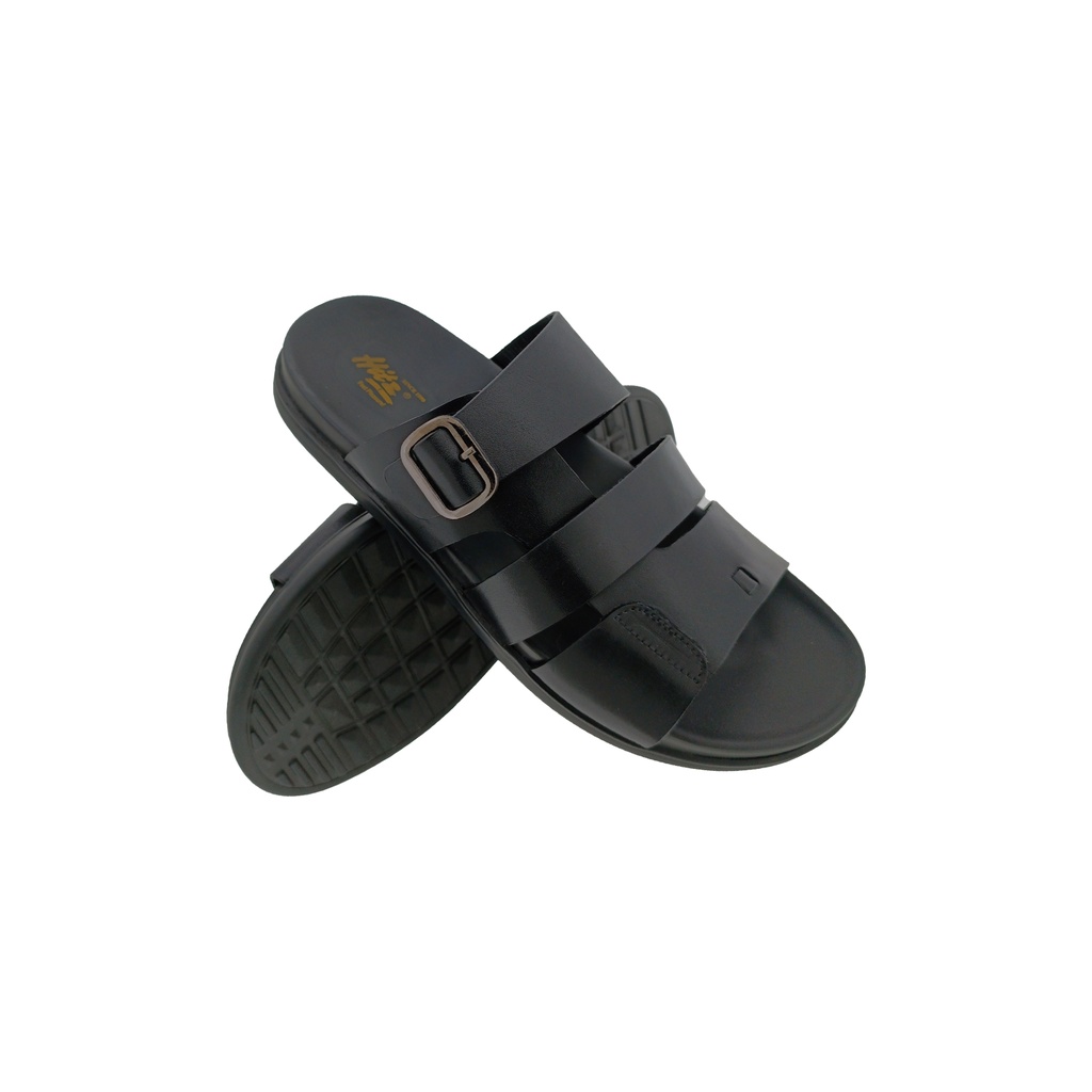 HITZ 6788 BLACK MENS LEATHER CHAPPAL