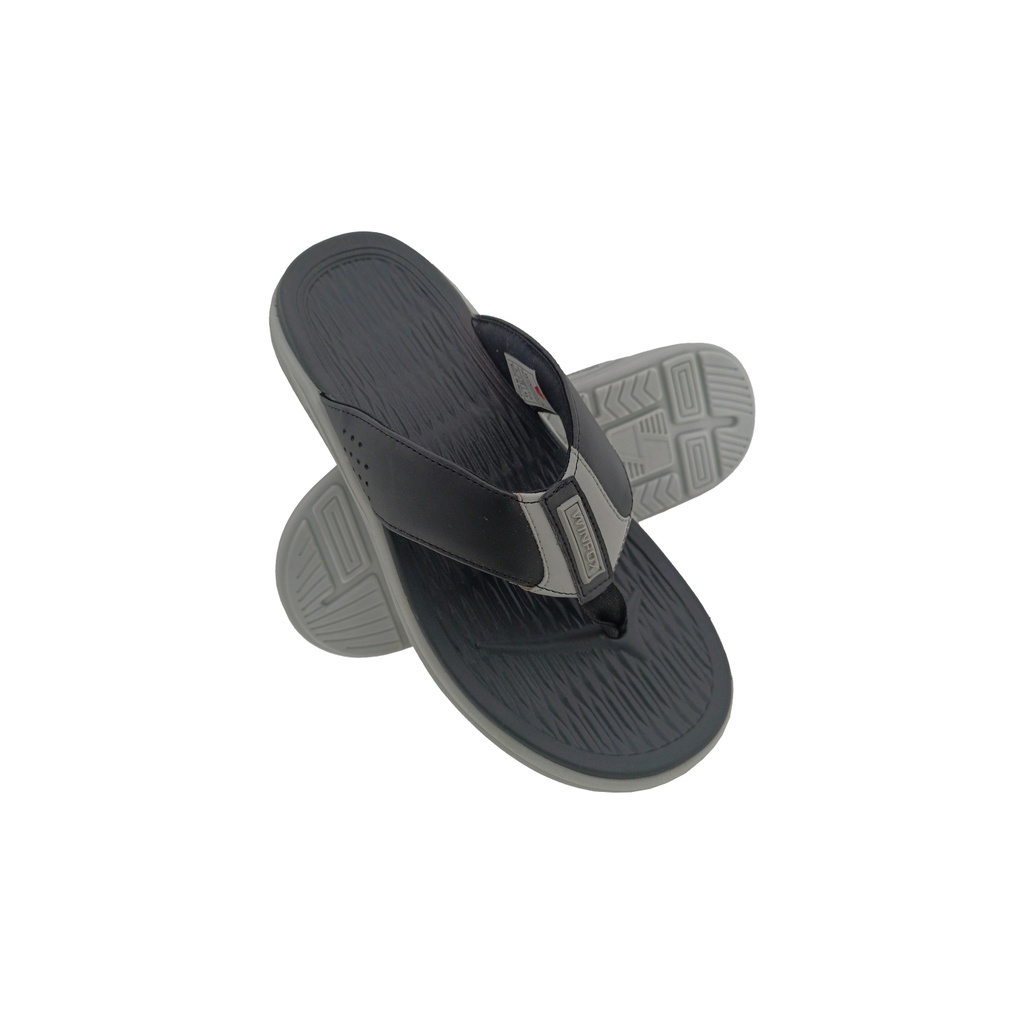 WINFOX TORRENT BLACK/GREY MENS V-BELT SLIPPERS