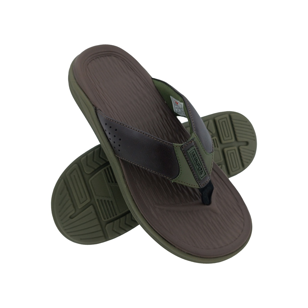 WINFOX TORRENT OLIVE/BROWN MENS V-BELT SLIPPERS