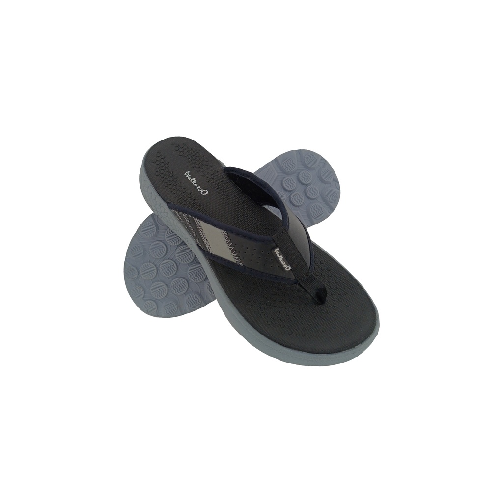 WALKAROO WC4238 BLACK/GREY MENS V-BELT SLIPPER