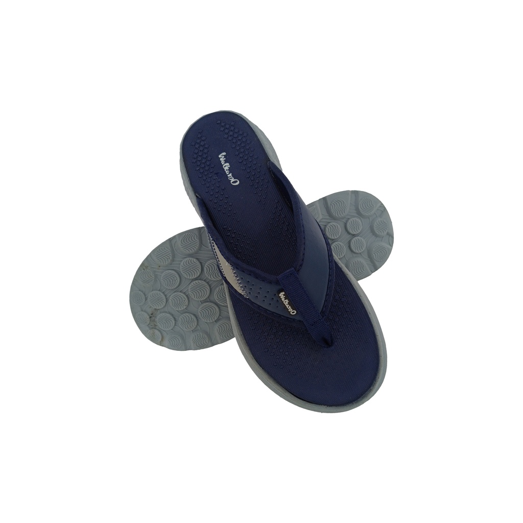 WALKAROO WC4238 BLUE/GREY MENS V-BELT SLIPPER