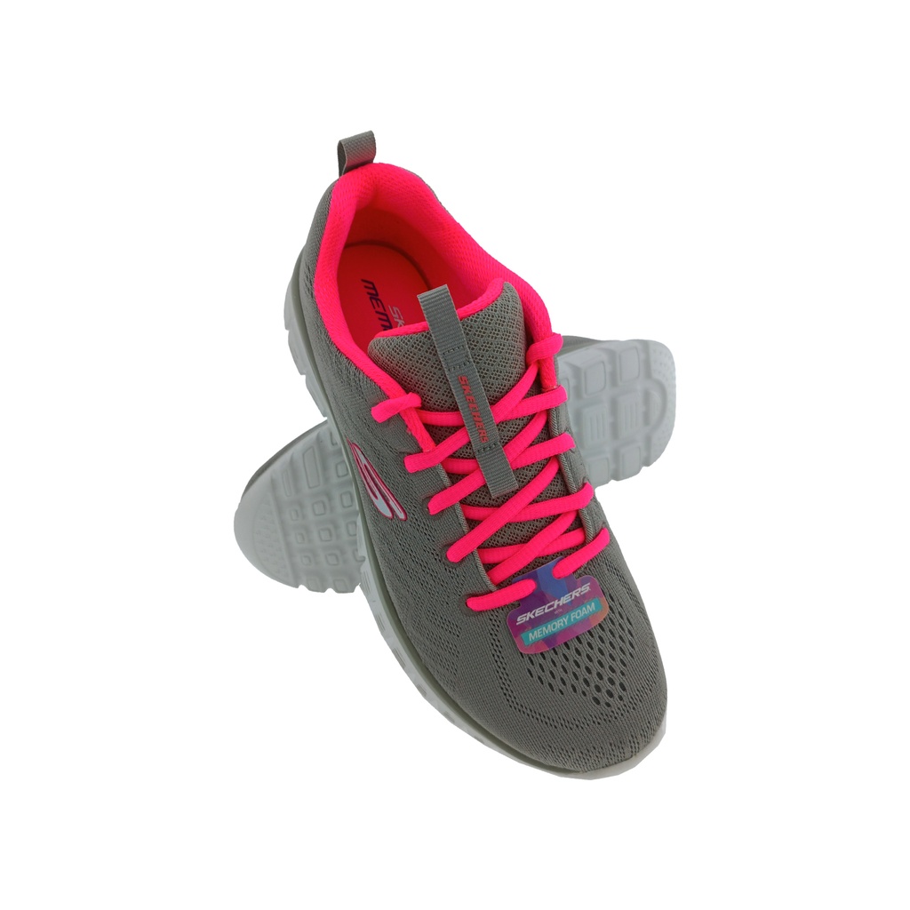 SKECHERS 12615 GREY/PINK UNISEX LACEUP SPORTS SHOE