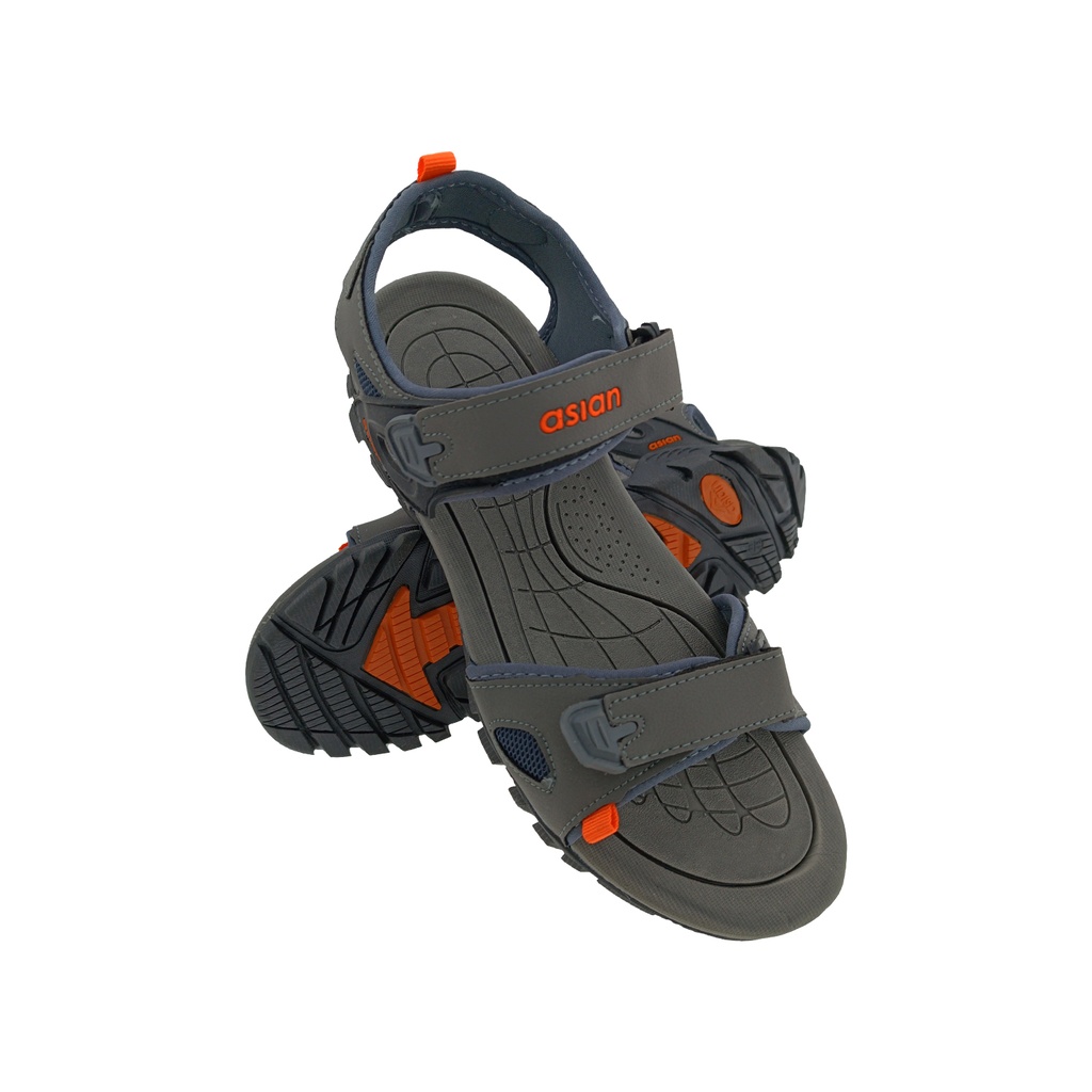 ASIAN PRESTIGE-51 D.GREY/ORANGE MENS SPORTS SANDAL