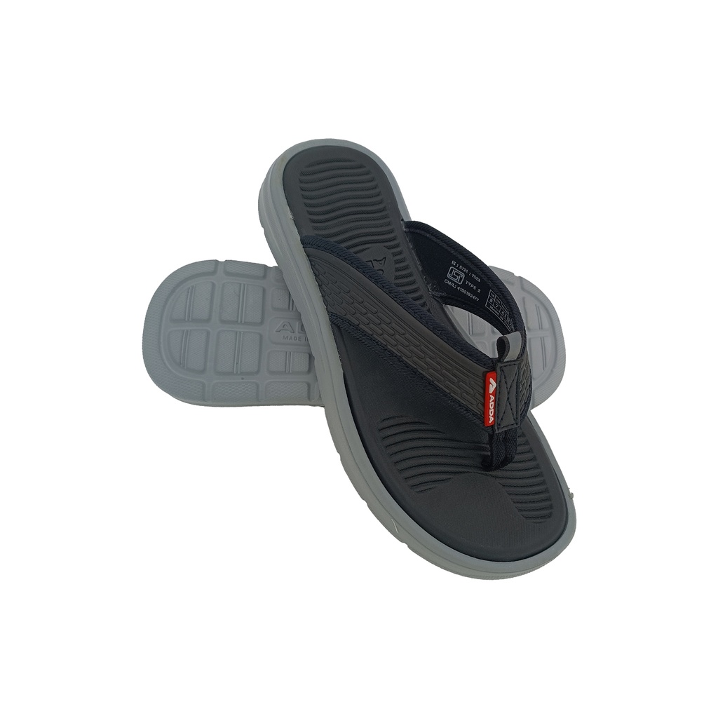 ADDA HELLOW-01 BLACK/LT.GREY MENS V-BELT SLIPPER