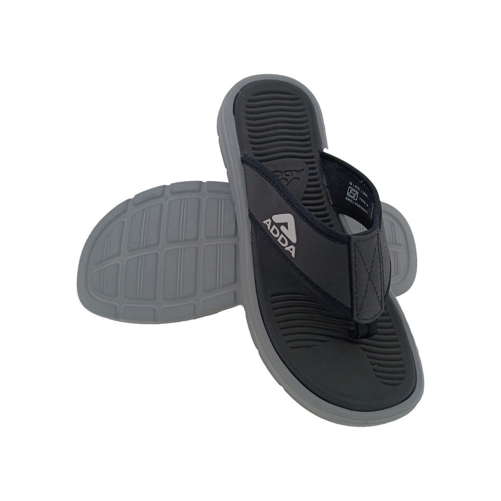 ADDA HELLO-02 BLACK/LT.GREY MENS V-BELT SLIPPER