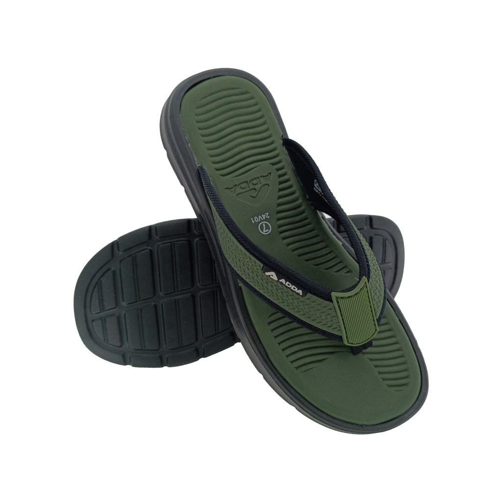 ADDA TIME-01 OLIVE/BLACK MENS V-BELT SLIPPER