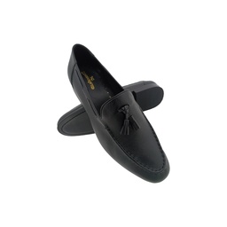 [B714] HANDCRAFTED HS154 BLACK MENS POINT LOAFER