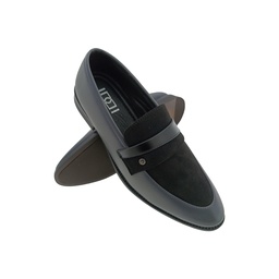 [E1184] IDDI 1193 BLACK MENS BUFF POINT LOAFER