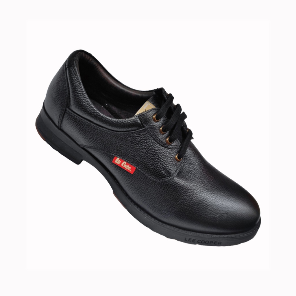 Lee cooper black 2024 leather casual shoes