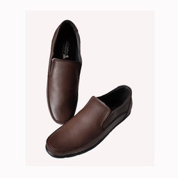 [B394] CORZY BEES MEN'S CASUAL SLIP ON LETHER SHOE BROWN
