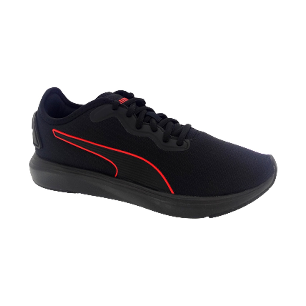 Puma black & hot sale red sports shoes