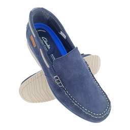 [B451] CLARKS NOONAN STEP BLUE MEN'S LETHER LOAFER