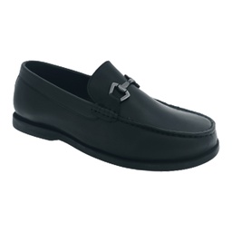 [B506] CHRIS BROAD BOAT-1 BLACK MEN'S LETHER LOAFER