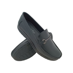 [E562] REALFOX BLACK MENS BORDER LOAFER